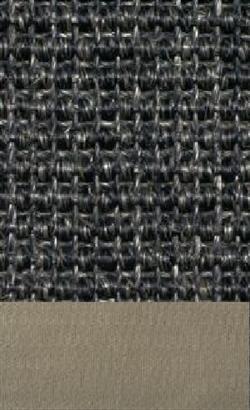 Sisal Salvador anthrazit 040 tæppe med kantbånd i eisen 046